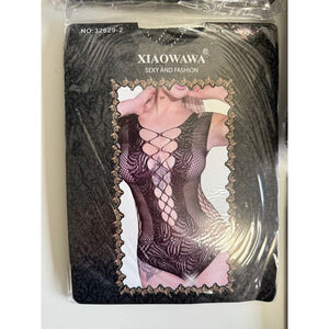 Women's XIAOWAWA Black One Size Fishnet Chemise & Slip